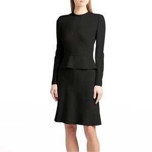 NWOT Giorgio Armani Black Long Sleeve Peplum Cady Dress Size US 6